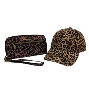 Travelon Leopard Wristlet & Leopard Print Baseball Hat -NWOT